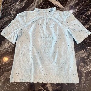 Pretty Pale Blue Eyelet Blouse